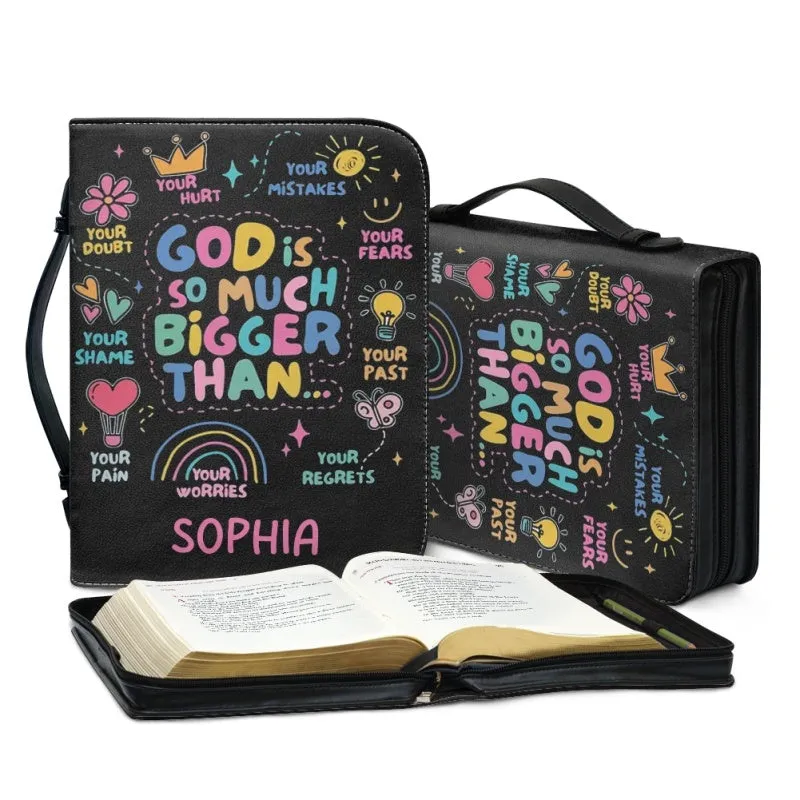 Christianartbag Bible Cover, GOD Is So Much Bigger Than Bible Cover, Personalized Bible Cover, Bible Cover For Children, Christian Gifts, CAB01060124.