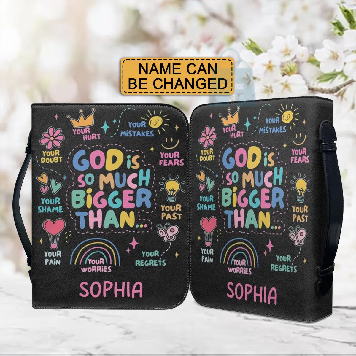 Christianartbag Bible Cover, GOD Is So Much Bigger Than Bible Cover, Personalized Bible Cover, Bible Cover For Children, Christian Gifts, CAB01060124.