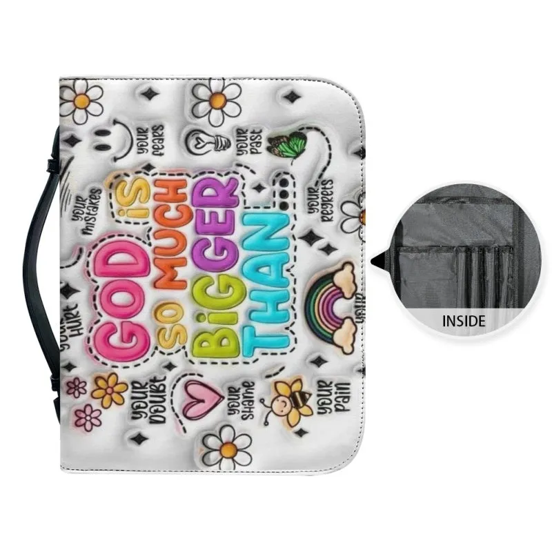 Christianartbag Bible Cover, God Is So Much Bigger Than Bible Cover, Personalized Bible Cover, Flower Bible Cover, 3D Daisy Flower Bible Cover, Christian Gifts, CAB01231123.
