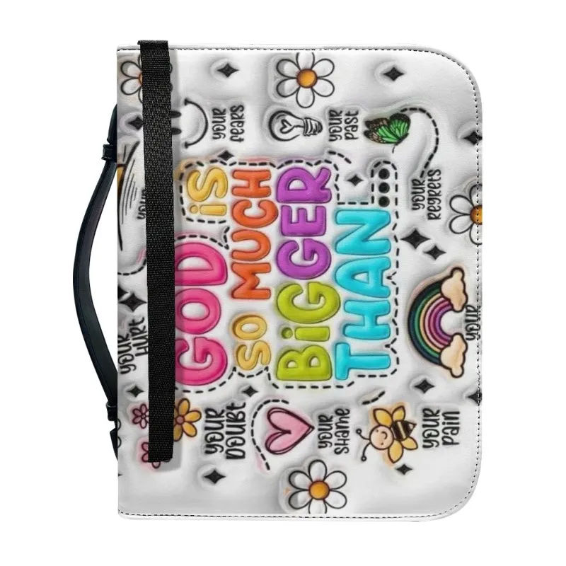 Christianartbag Bible Cover, God Is So Much Bigger Than Bible Cover, Personalized Bible Cover, Flower Bible Cover, 3D Daisy Flower Bible Cover, Christian Gifts, CAB01231123.