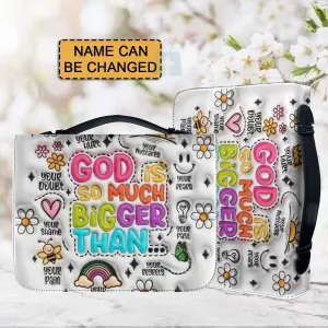 Christianartbag Bible Cover, God Is So Much Bigger Than Bible Cover, Personalized Bible Cover, Flower Bible Cover, 3D Daisy Flower Bible Cover, Christian Gifts, CAB01231123.