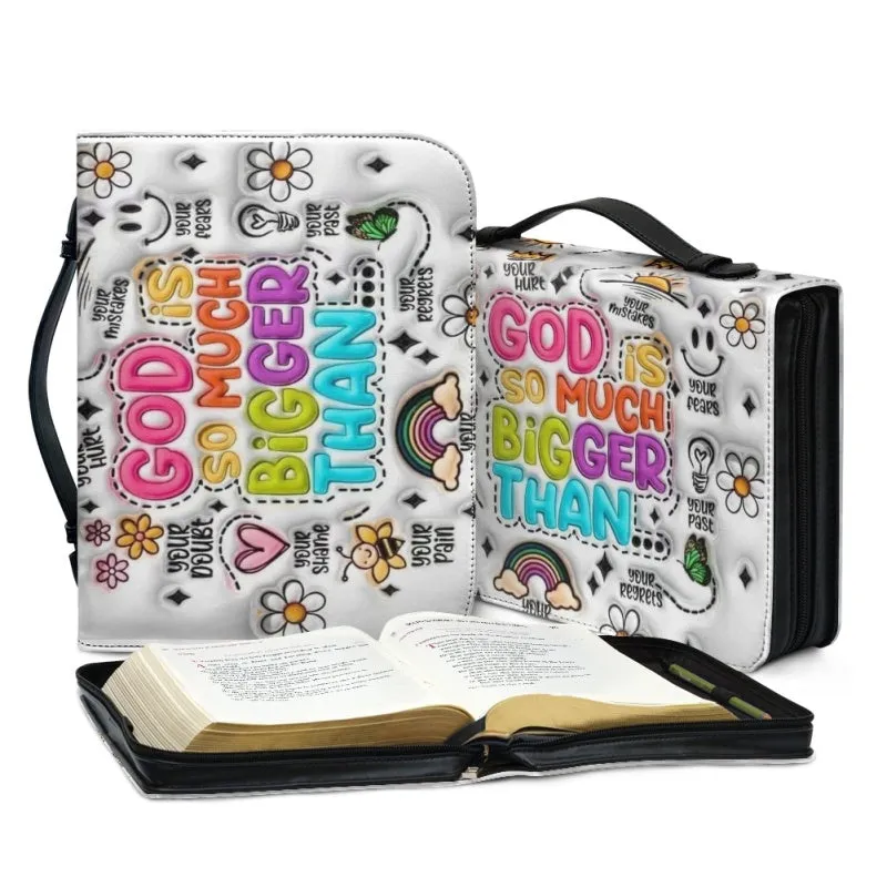 Christianartbag Bible Cover, God Is So Much Bigger Than Bible Cover, Personalized Bible Cover, Flower Bible Cover, 3D Daisy Flower Bible Cover, Christian Gifts, CAB01231123.