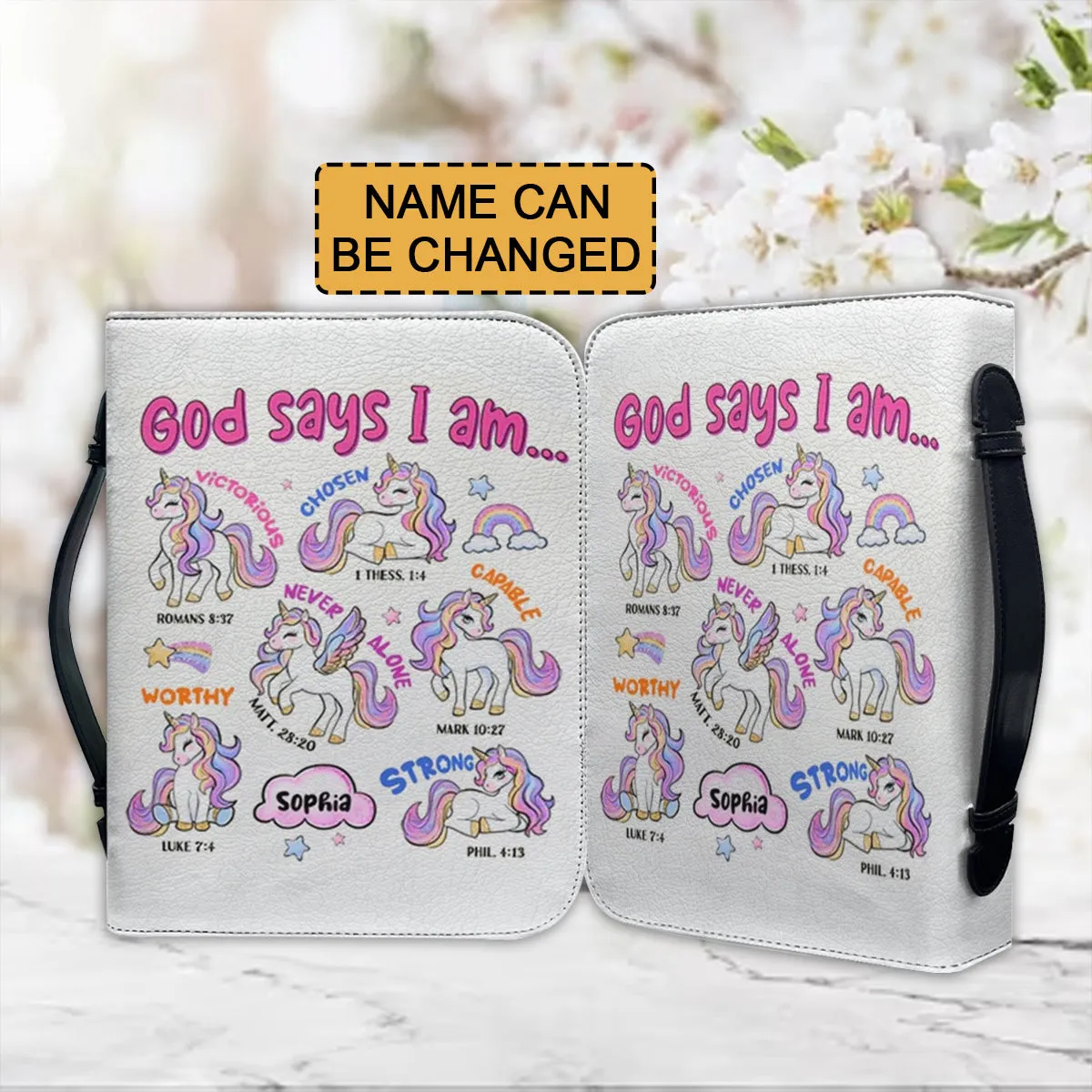 Christianartbag Bible Cover, God Says I Am Bible Cover, Personalized Bible Cover, Unicorn Pink Bible Cover, Bible Cover For Kids, Christian Gifts, CAB01281123.