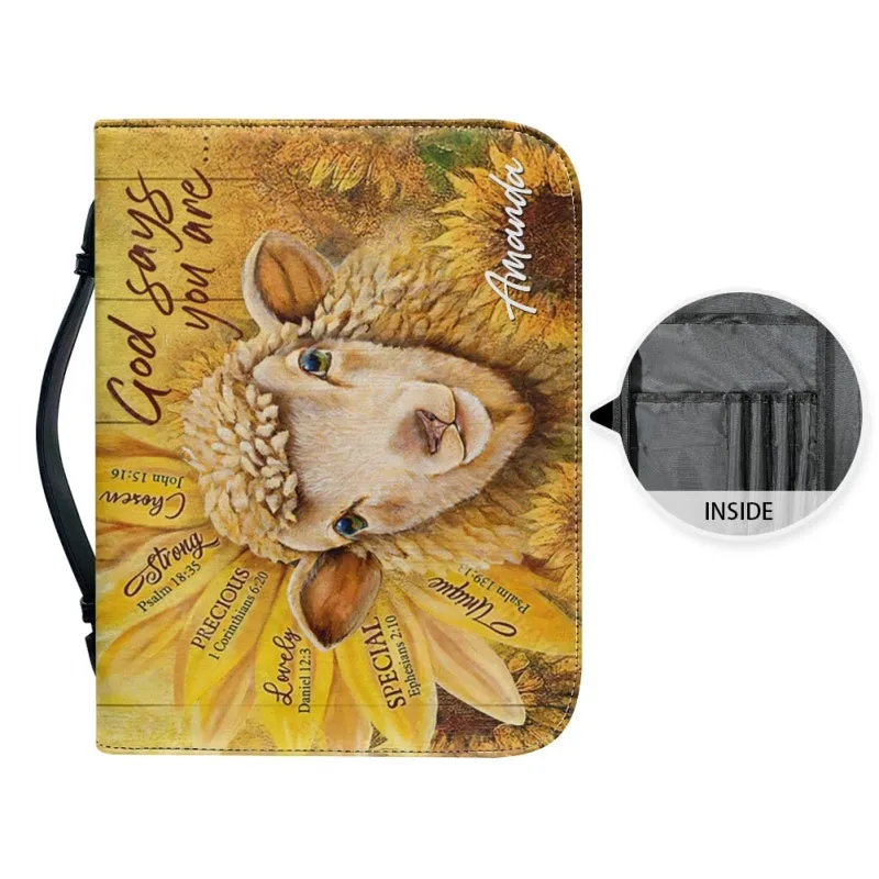 Christianartbag Bible Cover, God Says You Are Bible Cover, Personalized Bible Cover, Sunflower Sheep Bible Cover, Christian Gifts, CAB28210224.