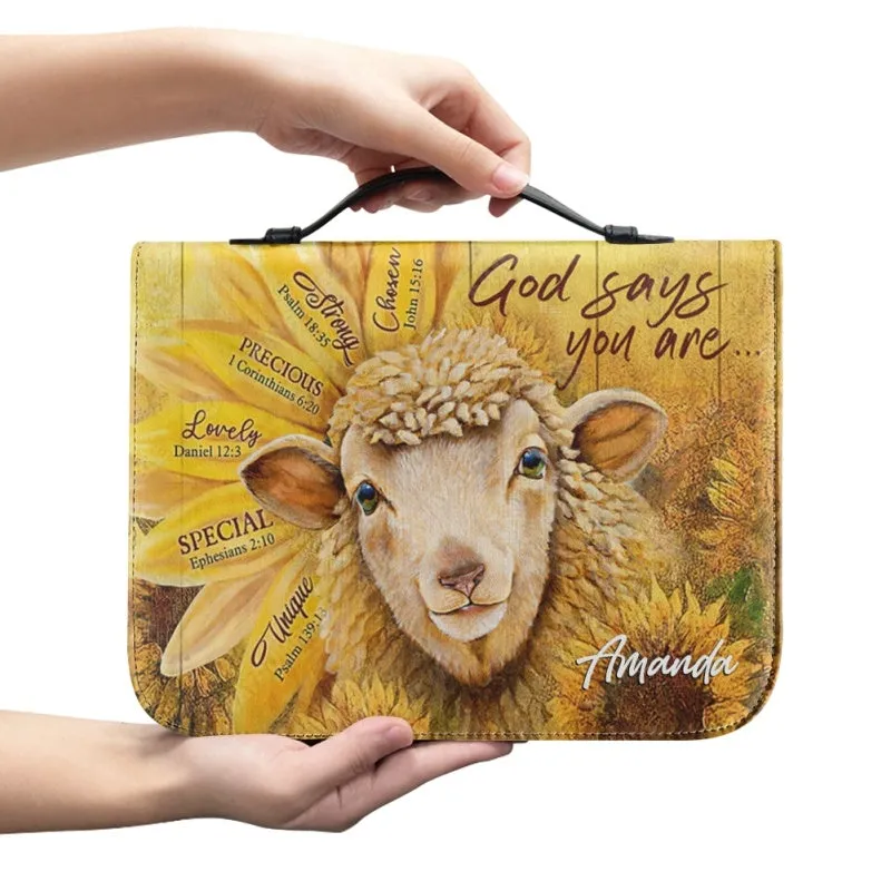 Christianartbag Bible Cover, God Says You Are Bible Cover, Personalized Bible Cover, Sunflower Sheep Bible Cover, Christian Gifts, CAB28210224.