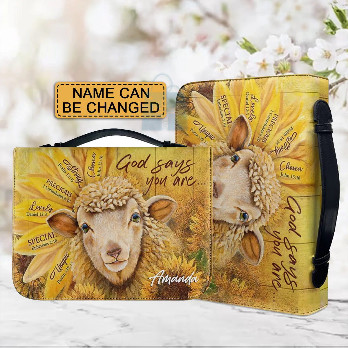 Christianartbag Bible Cover, God Says You Are Bible Cover, Personalized Bible Cover, Sunflower Sheep Bible Cover, Christian Gifts, CAB28210224.