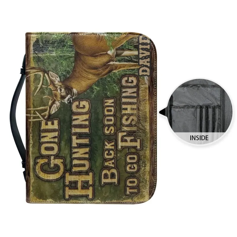 Christianartbag Bible Cover, Gone Hunting Back Soon To Go Fishing Bible Cover, Personalized Bible Cover, Hunting Bible Cover, Christian Gifts, CAB03171123.
