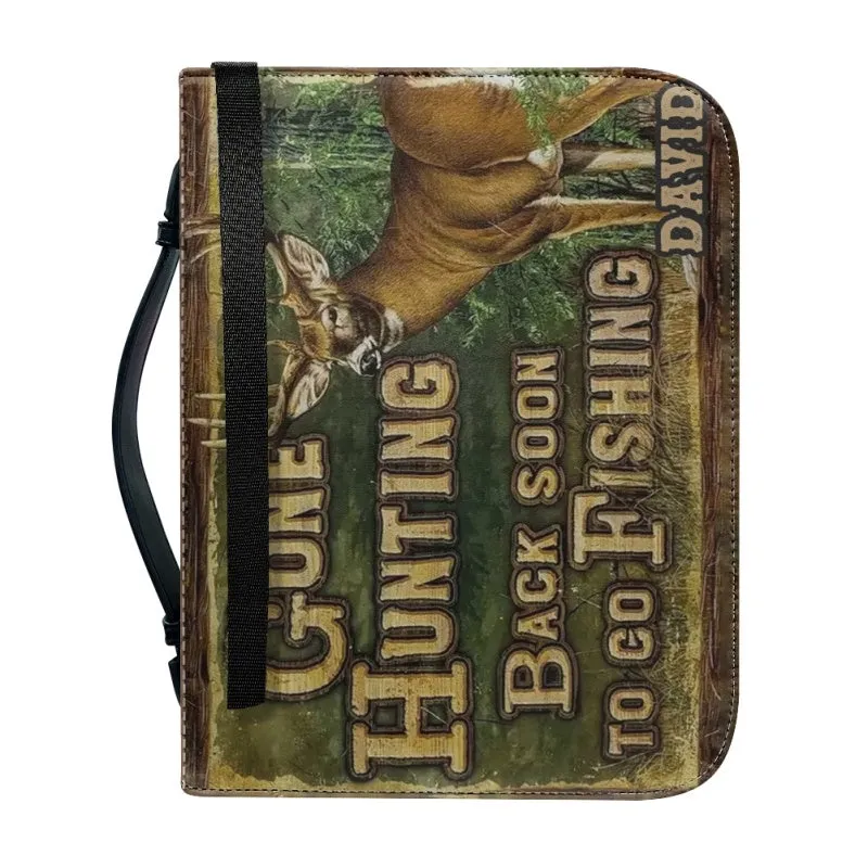 Christianartbag Bible Cover, Gone Hunting Back Soon To Go Fishing Bible Cover, Personalized Bible Cover, Hunting Bible Cover, Christian Gifts, CAB03171123.