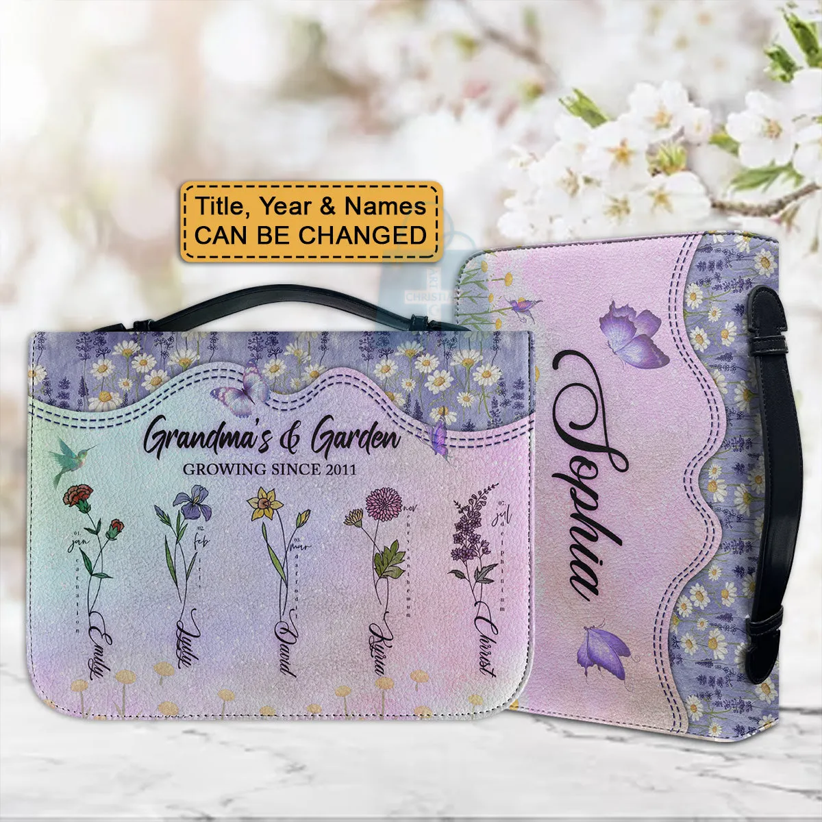 Christianartbag Bible Cover, Grandma's Garden Flower Bible Cover, Personalized Bible Cover, Mom Bible Cover, Mother Days Gifts, CAB211223.