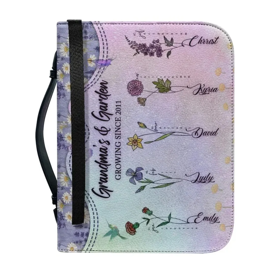 Christianartbag Bible Cover, Grandma's Garden Flower Bible Cover, Personalized Bible Cover, Mom Bible Cover, Mother Days Gifts, CAB211223.