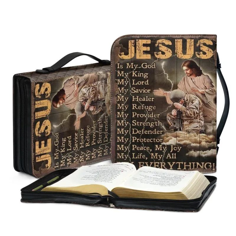 Christianartbag Bible Cover, Jesus Is My GOD Bible Cover, Personalized Bible Cover, Christ Cross Lion Bible Cover, Christian Gifts, CAB12081123.