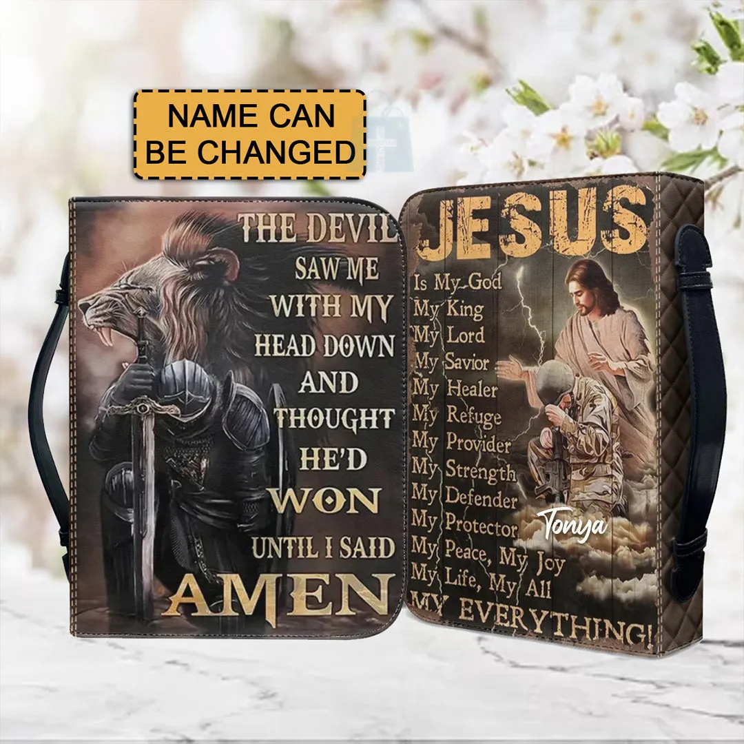Christianartbag Bible Cover, Jesus Is My GOD Bible Cover, Personalized Bible Cover, Christ Cross Lion Bible Cover, Christian Gifts, CAB12081123.