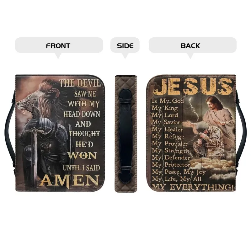 Christianartbag Bible Cover, Jesus Is My GOD Bible Cover, Personalized Bible Cover, Christ Cross Lion Bible Cover, Christian Gifts, CAB12081123.