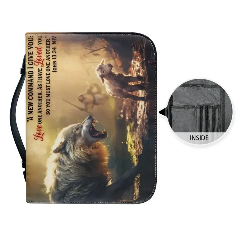 Christianartbag Bible Cover, Jesus Saves Sheep From Wolves Bible Cover, Personalized Bible Cover, Jesus Bible Cover, Christian Gifts, CAB05060124.
