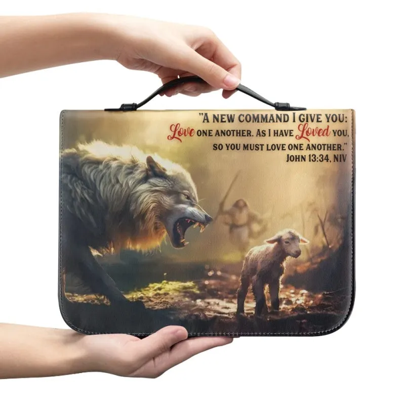 Christianartbag Bible Cover, Jesus Saves Sheep From Wolves Bible Cover, Personalized Bible Cover, Jesus Bible Cover, Christian Gifts, CAB05060124.