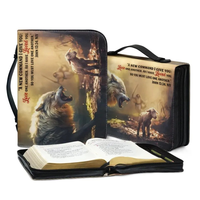 Christianartbag Bible Cover, Jesus Saves Sheep From Wolves Bible Cover, Personalized Bible Cover, Jesus Bible Cover, Christian Gifts, CAB05060124.