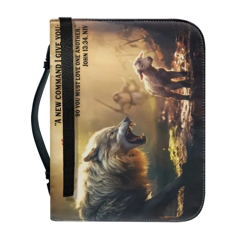 Christianartbag Bible Cover, Jesus Saves Sheep From Wolves Bible Cover, Personalized Bible Cover, Jesus Bible Cover, Christian Gifts, CAB05060124.