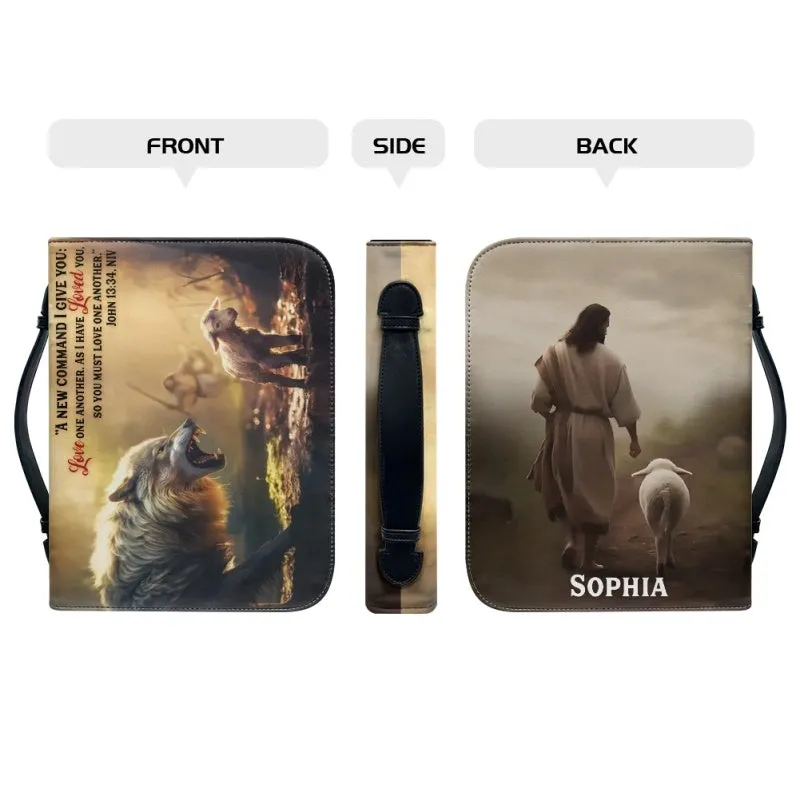 Christianartbag Bible Cover, Jesus Saves Sheep From Wolves Bible Cover, Personalized Bible Cover, Jesus Bible Cover, Christian Gifts, CAB05060124.