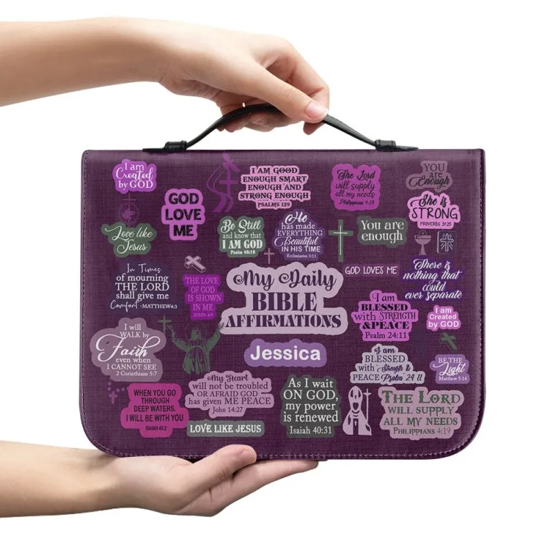 Christianartbag Bible Cover, My Daily Bible Affirmations Purple Bible Cover, Personalized Bible Cover, Purple Bible Cover, Christian Gifts, CAB171223.