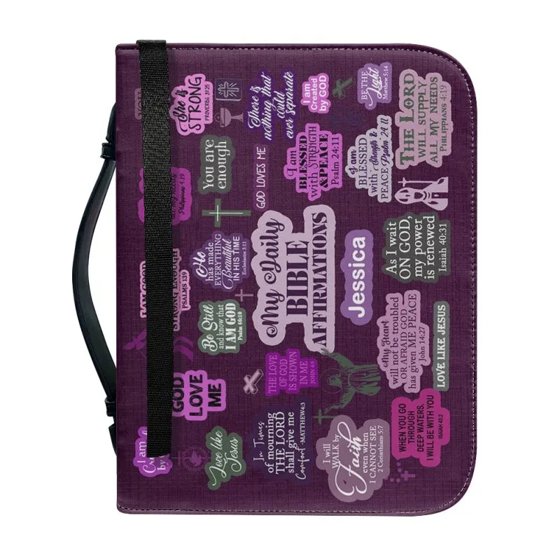 Christianartbag Bible Cover, My Daily Bible Affirmations Purple Bible Cover, Personalized Bible Cover, Purple Bible Cover, Christian Gifts, CAB171223.