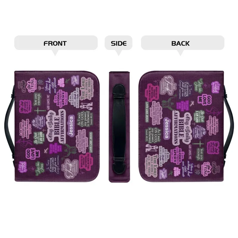Christianartbag Bible Cover, My Daily Bible Affirmations Purple Bible Cover, Personalized Bible Cover, Purple Bible Cover, Christian Gifts, CAB171223.