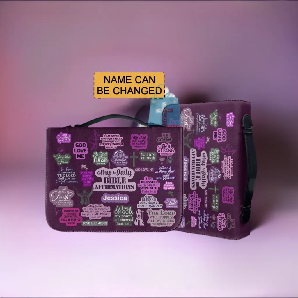 Christianartbag Bible Cover, My Daily Bible Affirmations Purple Bible Cover, Personalized Bible Cover, Purple Bible Cover, Christian Gifts, CAB171223.