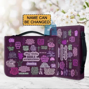 Christianartbag Bible Cover, My Daily Bible Affirmations Purple Bible Cover, Personalized Bible Cover, Purple Bible Cover, Christian Gifts, CAB171223.