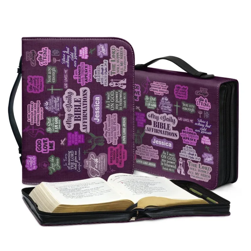 Christianartbag Bible Cover, My Daily Bible Affirmations Purple Bible Cover, Personalized Bible Cover, Purple Bible Cover, Christian Gifts, CAB171223.