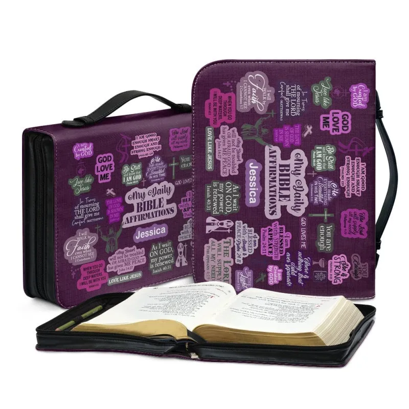 Christianartbag Bible Cover, My Daily Bible Affirmations Purple Bible Cover, Personalized Bible Cover, Purple Bible Cover, Christian Gifts, CAB171223.