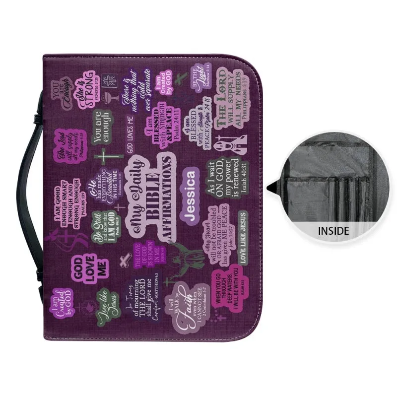 Christianartbag Bible Cover, My Daily Bible Affirmations Purple Bible Cover, Personalized Bible Cover, Purple Bible Cover, Christian Gifts, CAB171223.