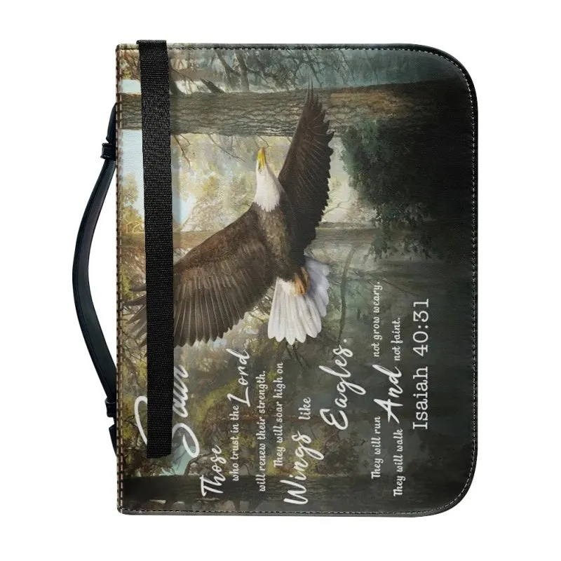 Christianartbag Bible Cover, Soar Those Who Trust In The Lord Isaiah 40:31 Bible Cover, Personalized Bible Cover, Eagle Cross Lion Bible Cover, Christian Gifts, CAB19081123.