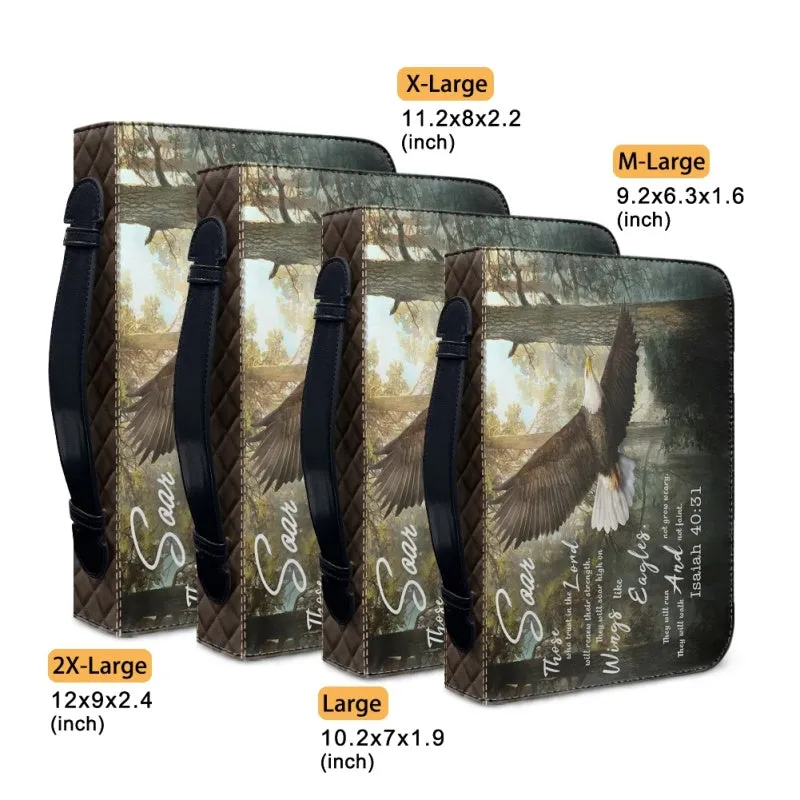 Christianartbag Bible Cover, Soar Those Who Trust In The Lord Isaiah 40:31 Bible Cover, Personalized Bible Cover, Eagle Cross Lion Bible Cover, Christian Gifts, CAB19081123.