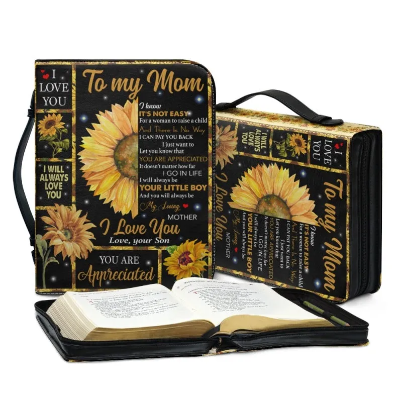 Christianartbag Bible Cover, To My Mom I Love You Sunflower Bible Cover, Personalized Bible Cover, Mom Bible Cover, Mother Days Gifts, CAB02201223.