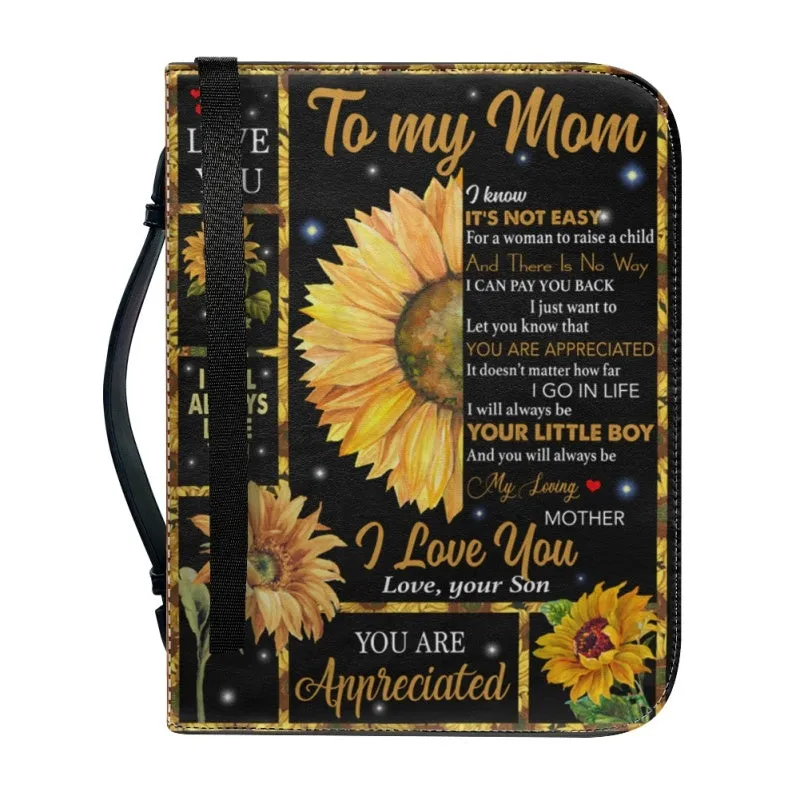 Christianartbag Bible Cover, To My Mom I Love You Sunflower Bible Cover, Personalized Bible Cover, Mom Bible Cover, Mother Days Gifts, CAB02201223.