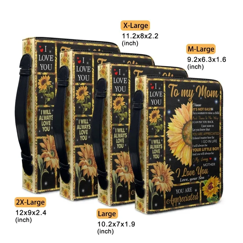 Christianartbag Bible Cover, To My Mom I Love You Sunflower Bible Cover, Personalized Bible Cover, Mom Bible Cover, Mother Days Gifts, CAB02201223.