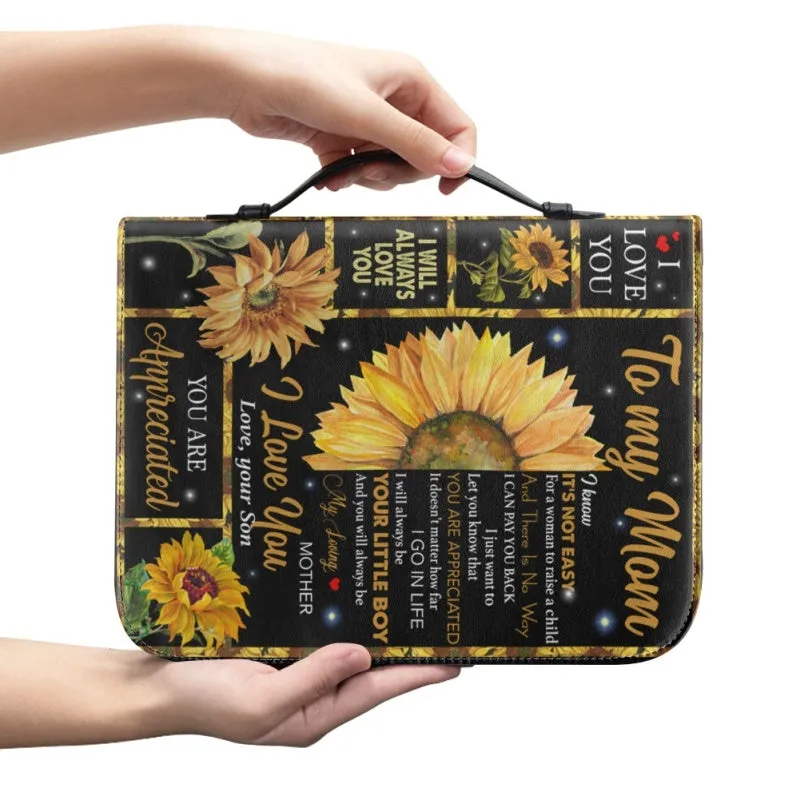 Christianartbag Bible Cover, To My Mom I Love You Sunflower Bible Cover, Personalized Bible Cover, Mom Bible Cover, Mother Days Gifts, CAB02201223.