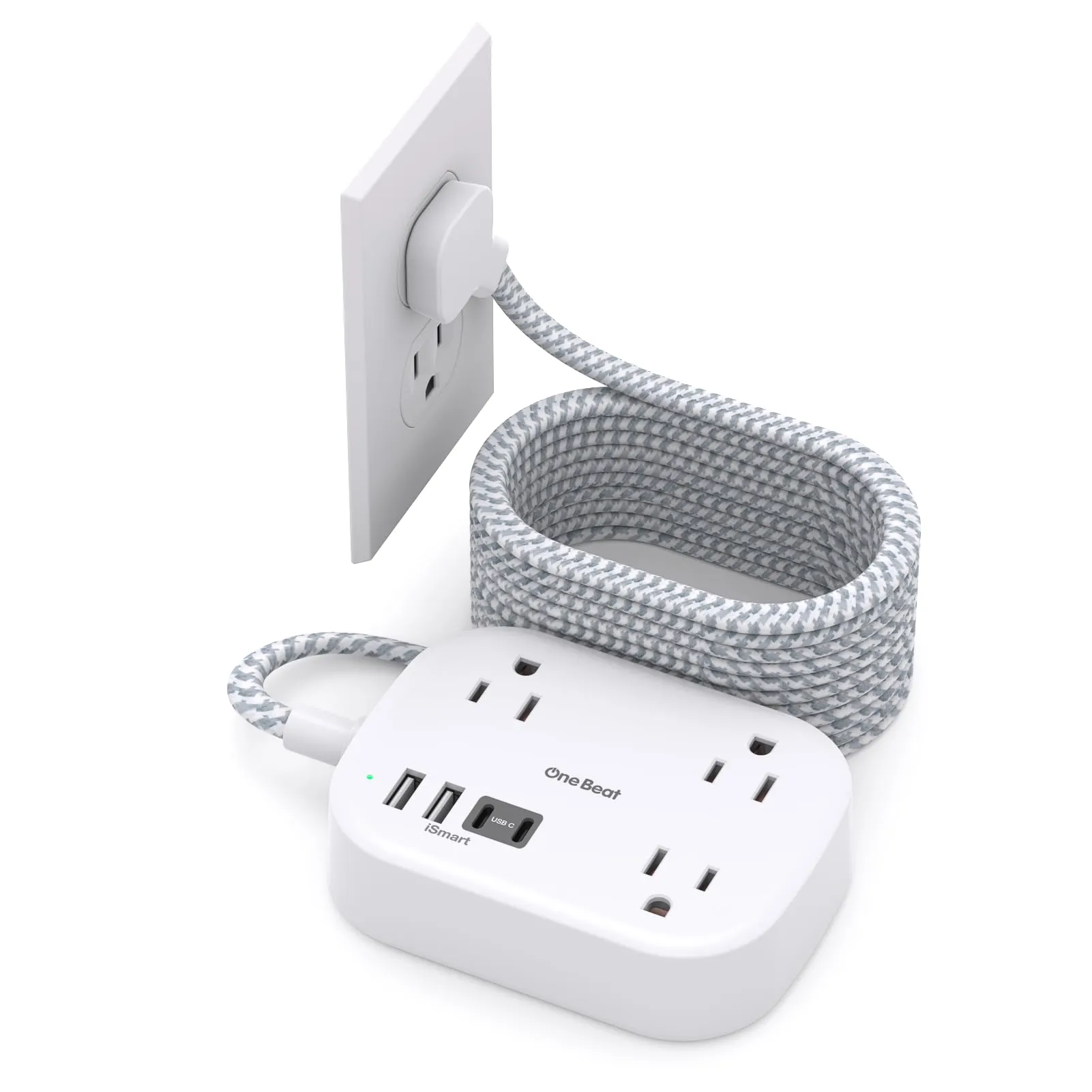 Cruise Ship Essentials, Travel Power Strip with USB C, Flat Plug Extension Cord with 3 Outlets 4 USB Ports(2 USB C), 5 ft Desk Wall Outlet Extender, Non Surge Protector for Cruise, Dorm Room, ETL