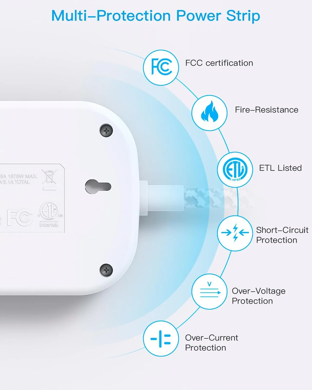 Cruise Ship Essentials, Travel Power Strip with USB C, Flat Plug Extension Cord with 3 Outlets 4 USB Ports(2 USB C), 5 ft Desk Wall Outlet Extender, Non Surge Protector for Cruise, Dorm Room, ETL