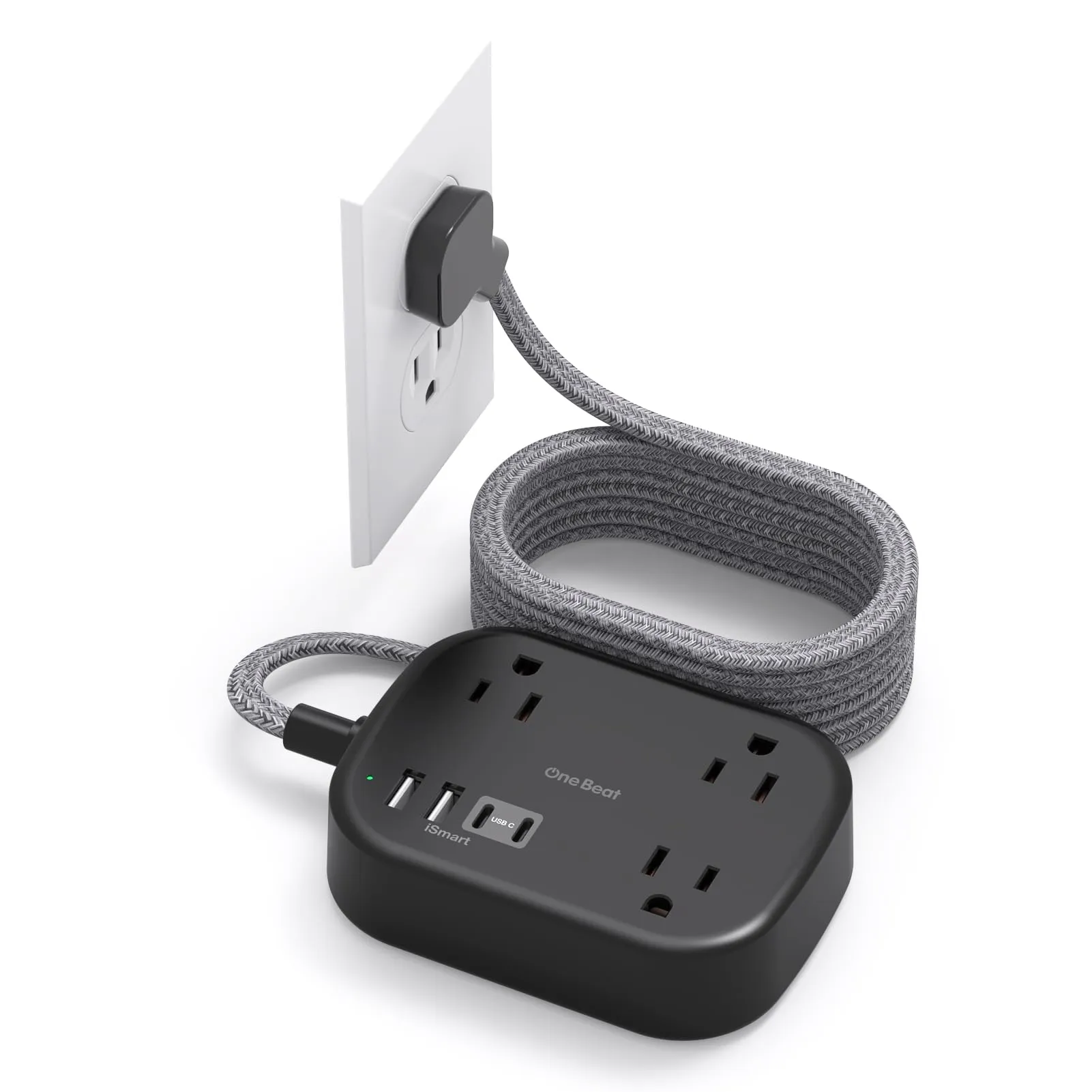 Cruise Ship Essentials, Travel Power Strip with USB C, Flat Plug Extension Cord with 3 Outlets 4 USB Ports(2 USB C), 5 ft Desk Wall Outlet Extender, Non Surge Protector for Cruise, Dorm Room, ETL