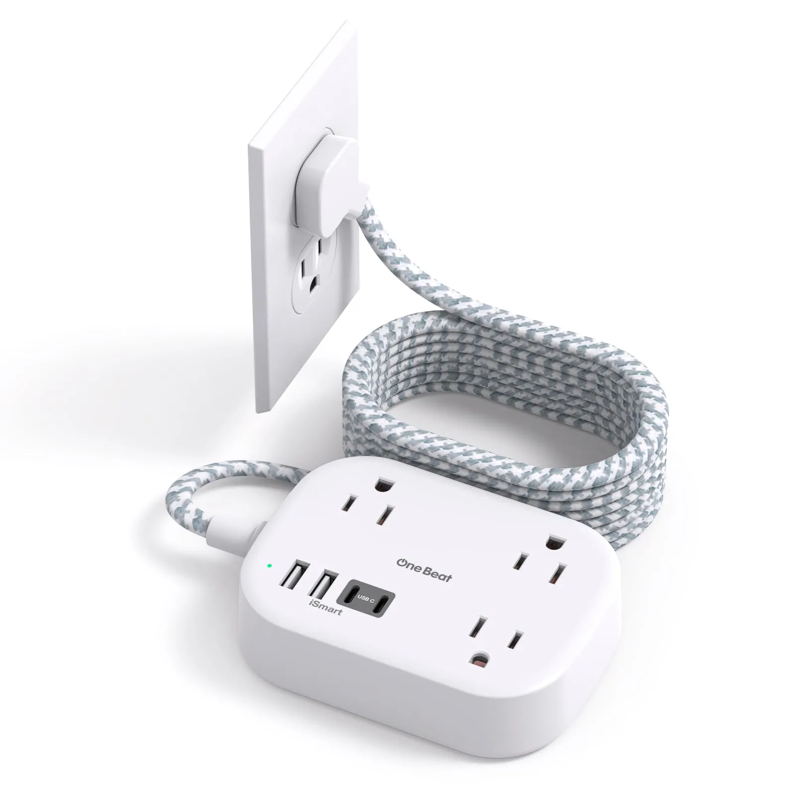 Cruise Ship Essentials, Travel Power Strip with USB C, Flat Plug Extension Cord with 3 Outlets 4 USB Ports(2 USB C), 5 ft Desk Wall Outlet Extender, Non Surge Protector for Cruise, Dorm Room, ETL
