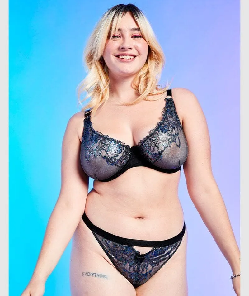 Curvy Kate Stand Out Scooped Plunge Bra - Black Sparkle