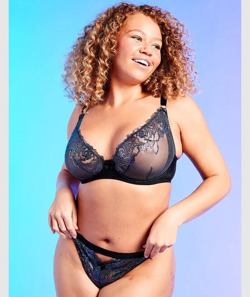 Curvy Kate Stand Out Scooped Plunge Bra - Black Sparkle