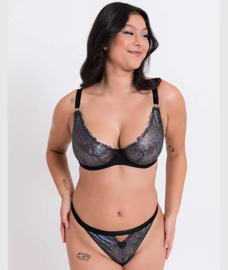Curvy Kate Stand Out Scooped Plunge Bra - Black Sparkle