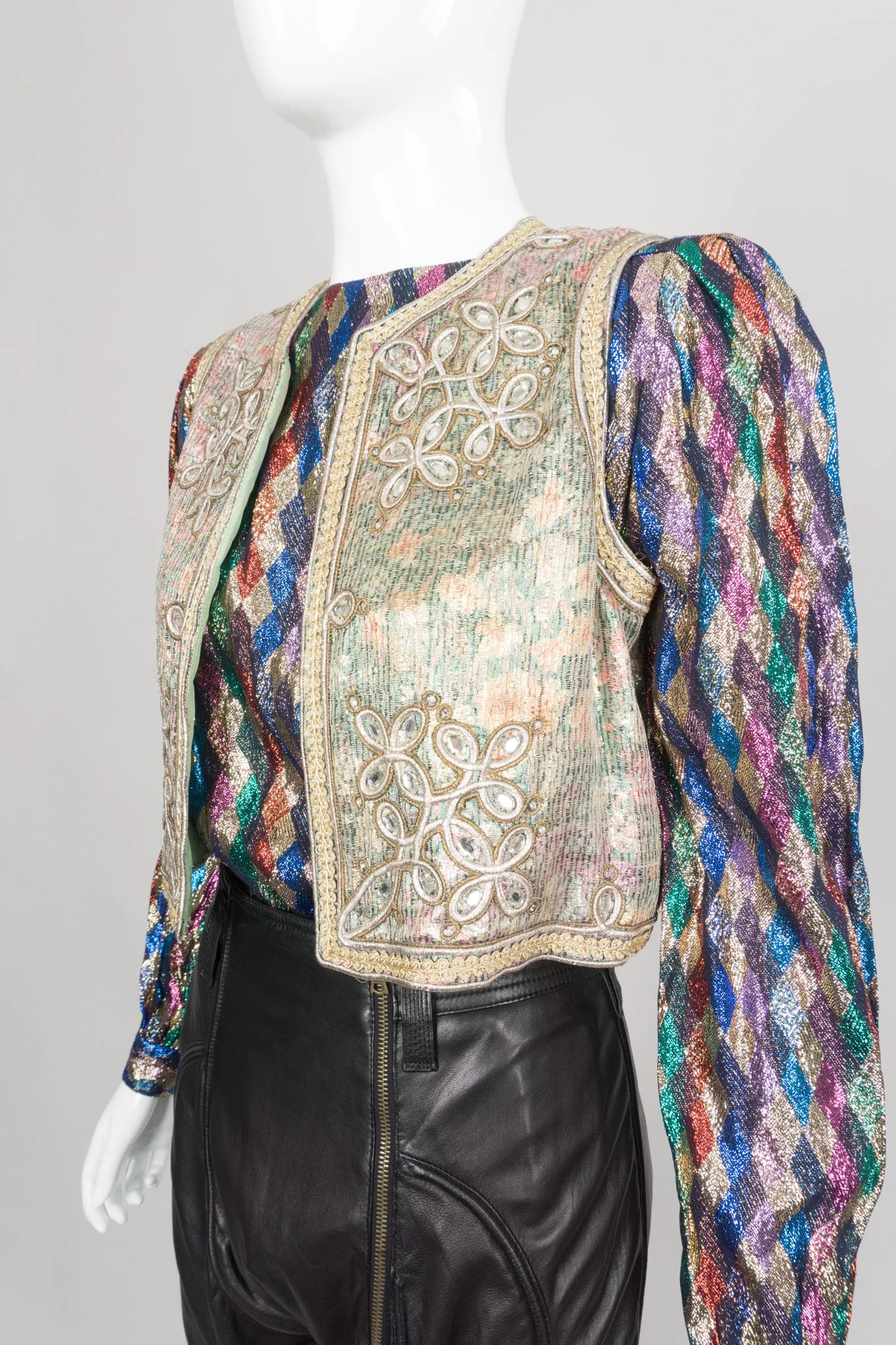 Embellished Lamé Vest & Belt Set