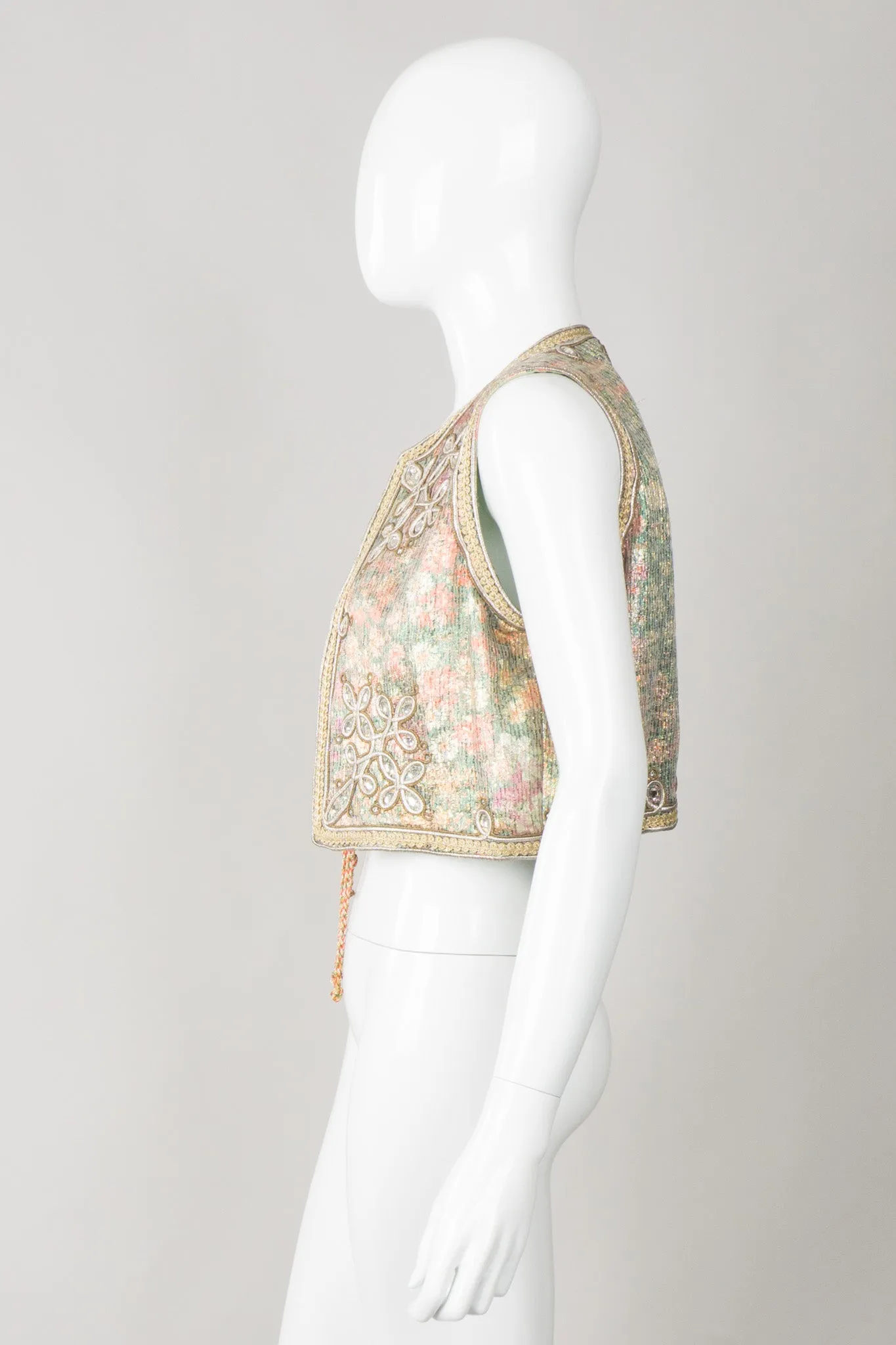 Embellished Lamé Vest & Belt Set