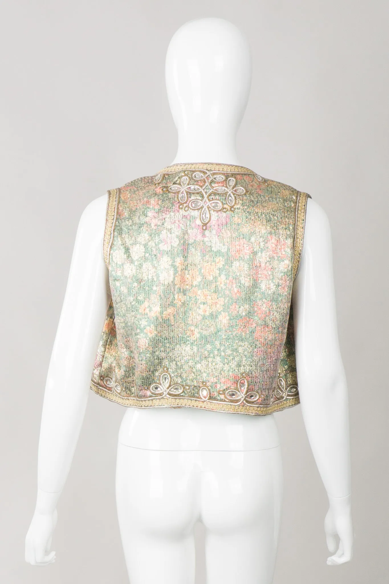 Embellished Lamé Vest & Belt Set