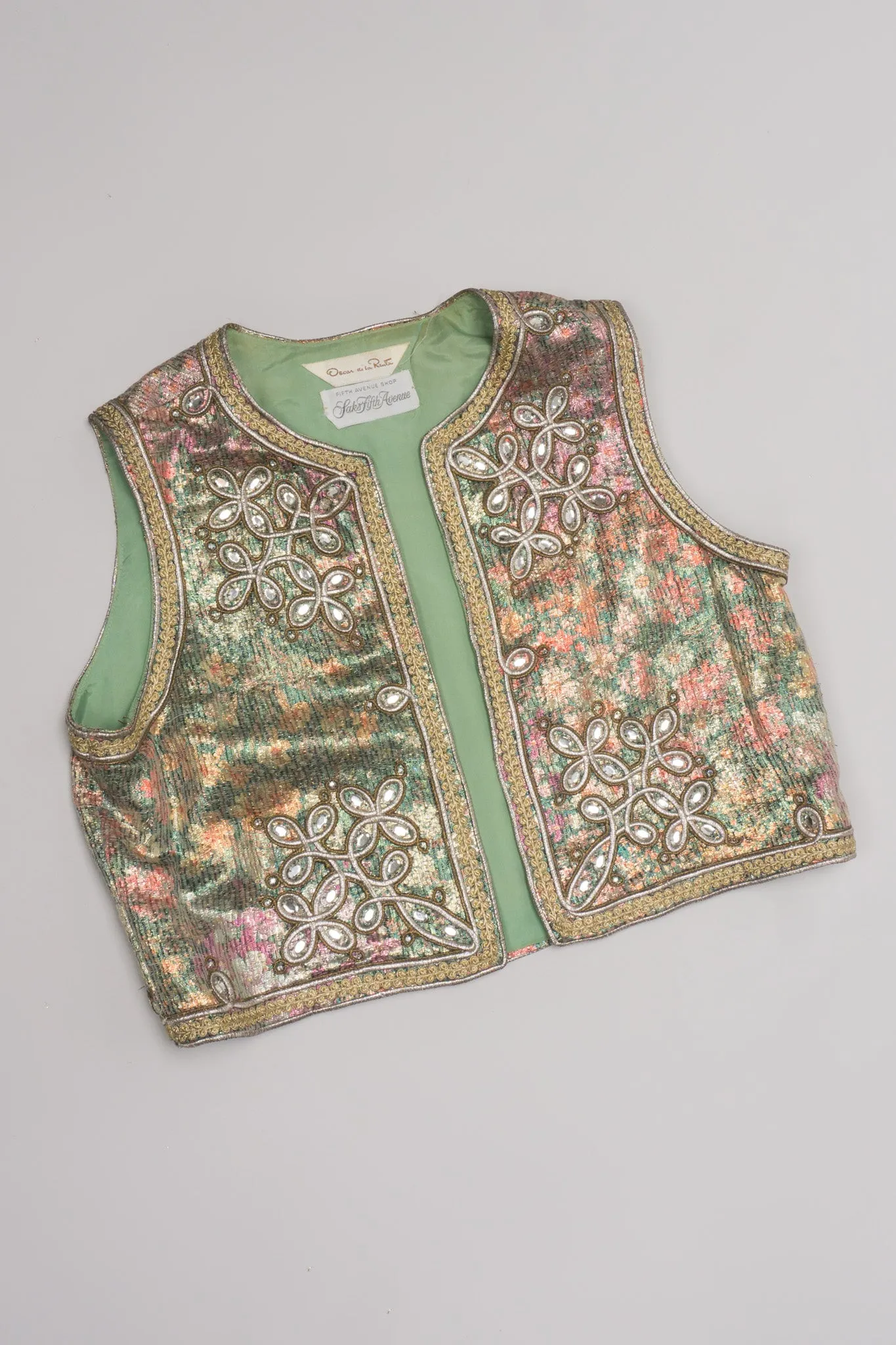 Embellished Lamé Vest & Belt Set