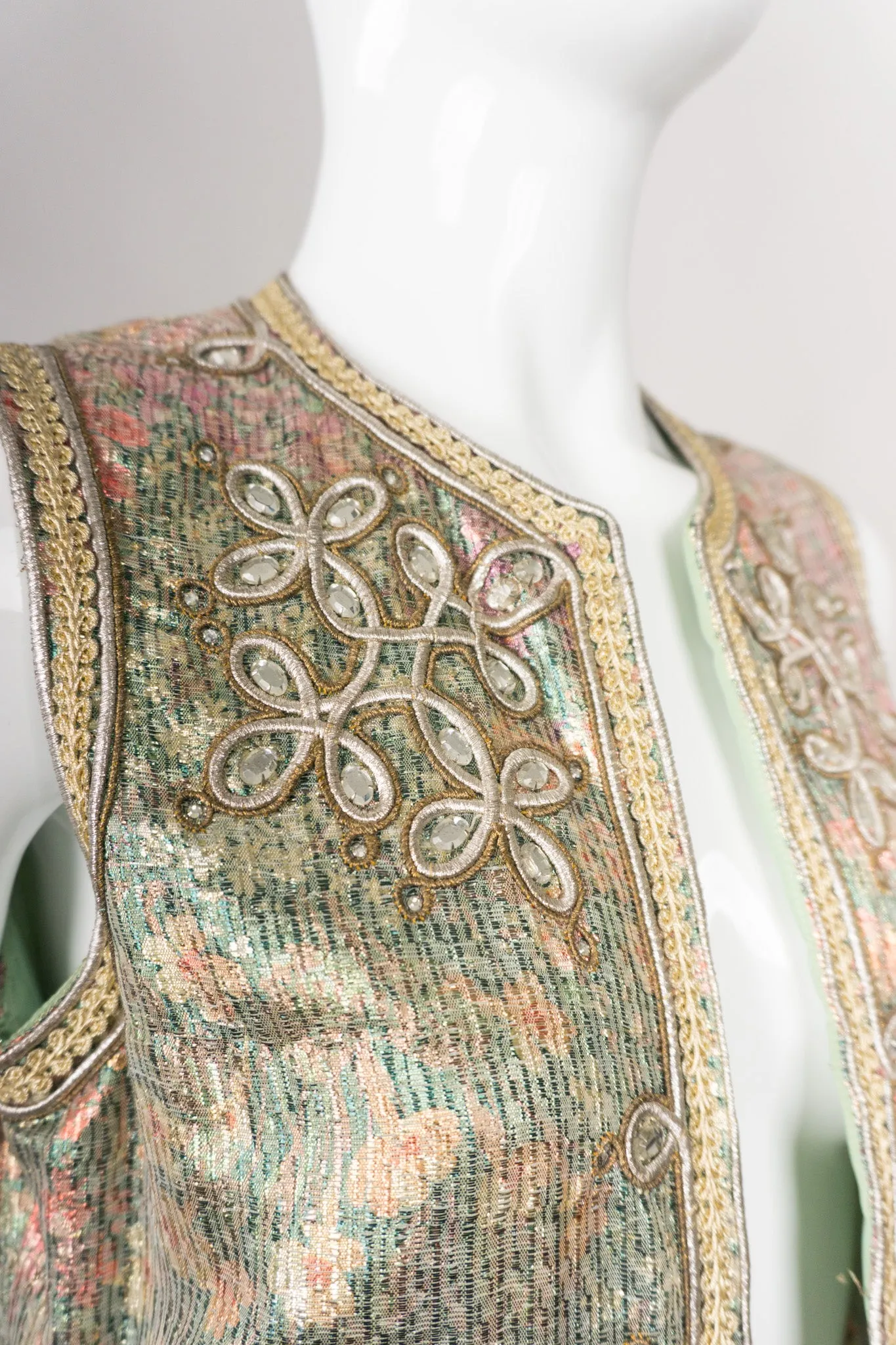 Embellished Lamé Vest & Belt Set