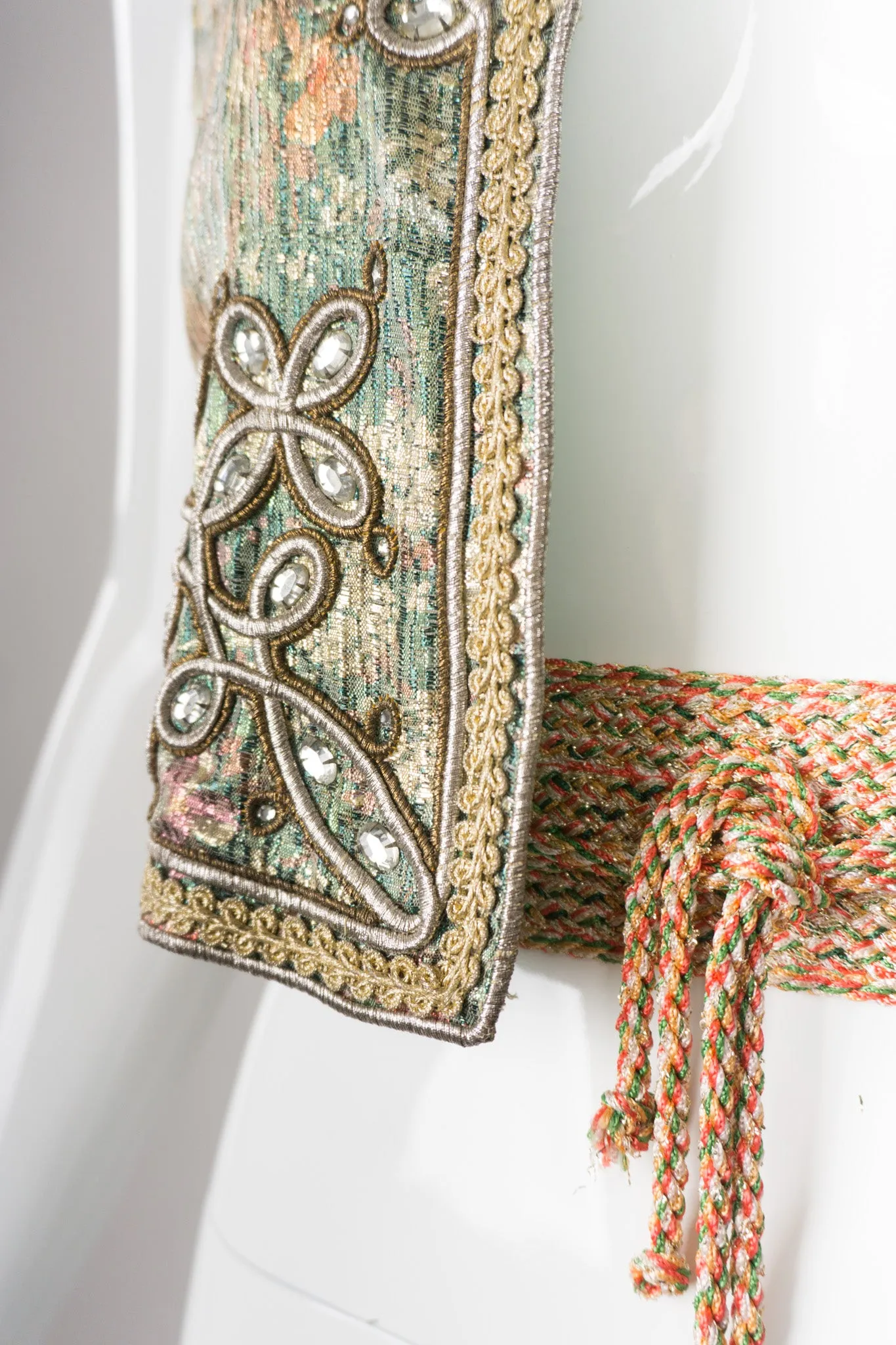 Embellished Lamé Vest & Belt Set