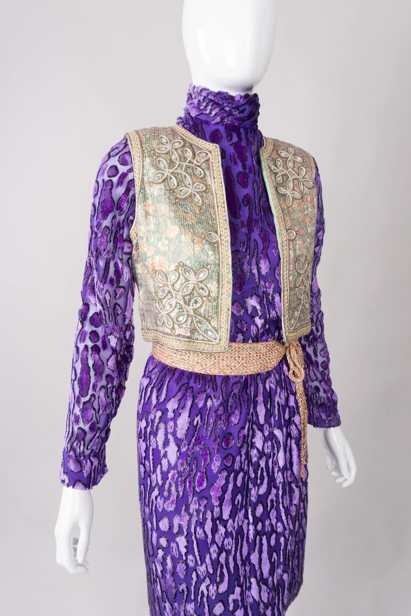 Embellished Lamé Vest & Belt Set